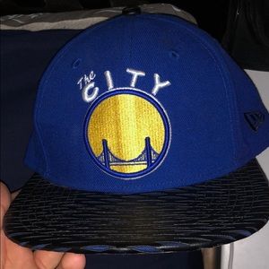 golden state warriors hat with leather on top